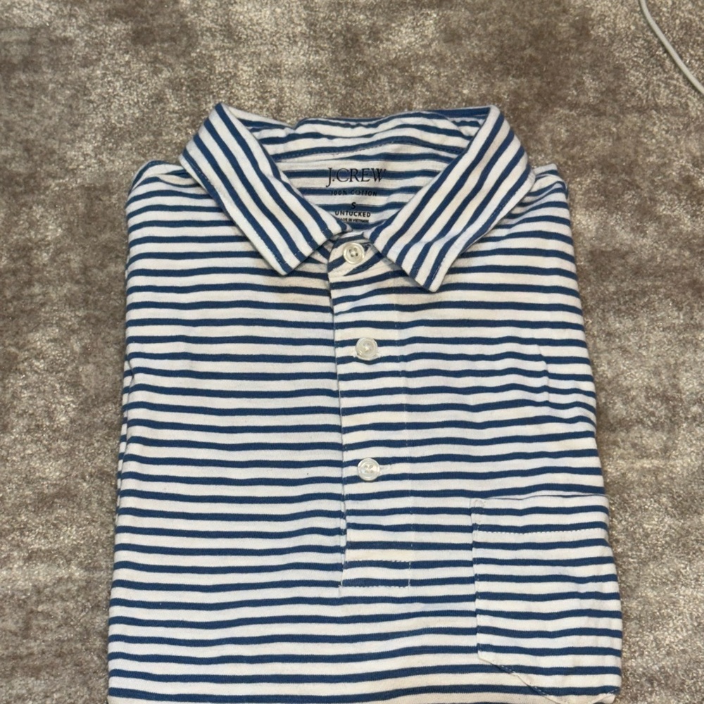 J. Crew Navy and White Striped Polo Shirt